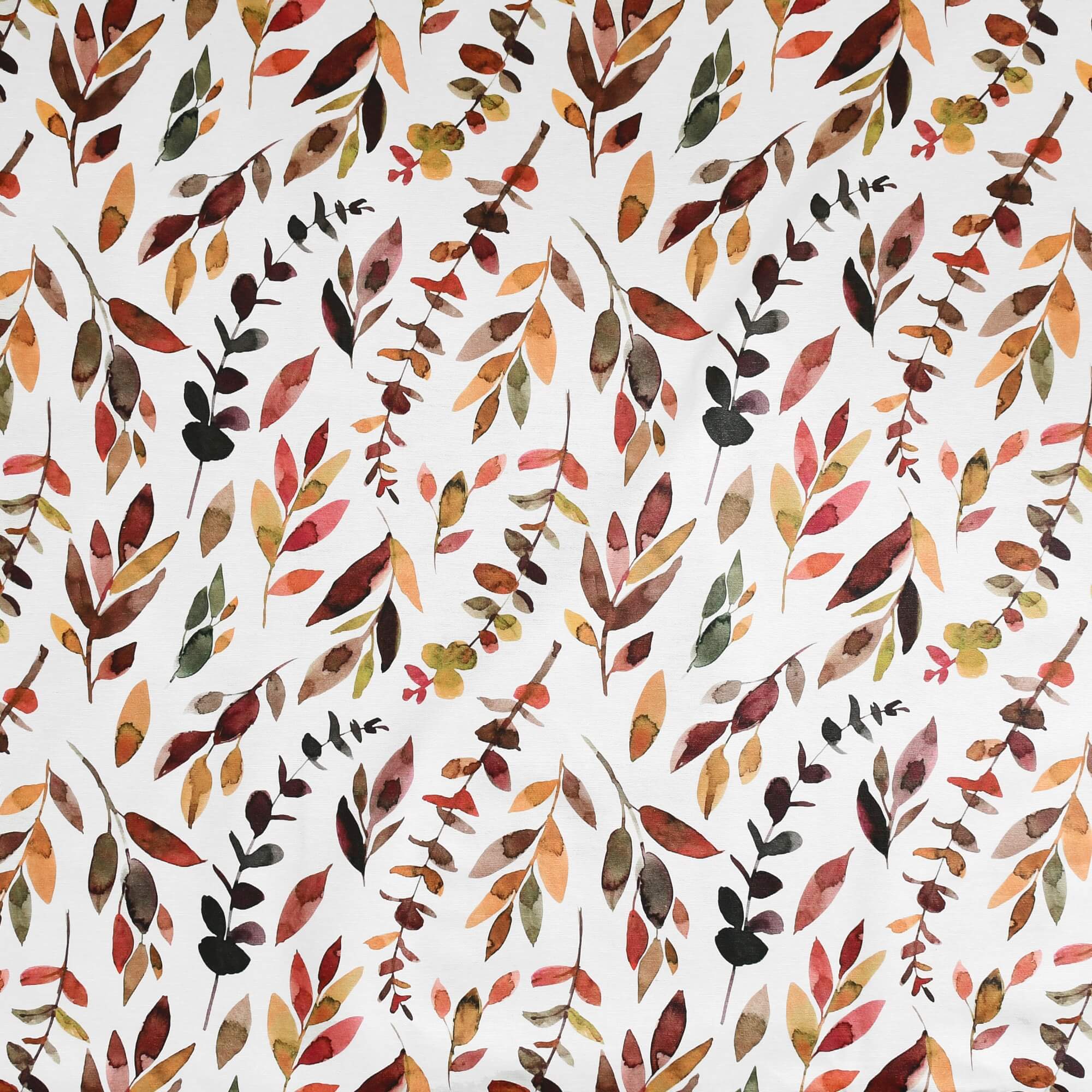 Moderno® Abwaschbare Tischdecke Herbstzweige mit Fleckschutz - Leinenoptik, Weiß mit mediterranen Blättern