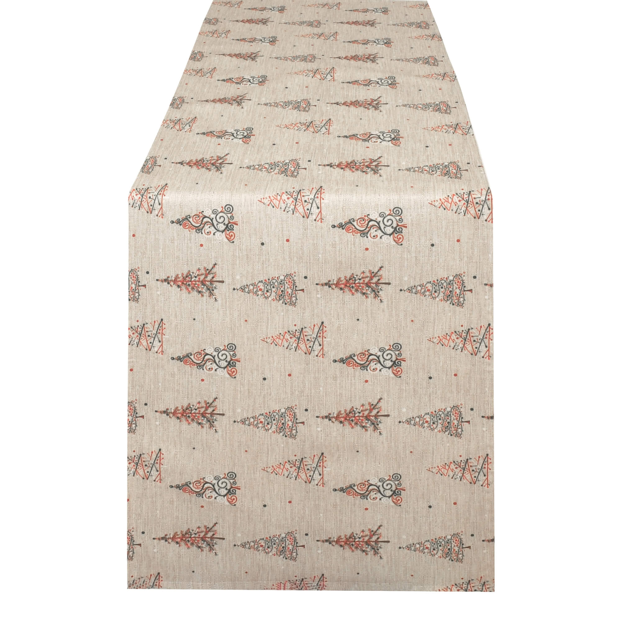 Moderno® Tischläufer Weihnachten mit Fleckschutz – Tannenbäume Beige-Rot, festlich & abwaschbar Moderno® Tischläufer Weihnachten mit Fleckschutz – Tannenbäume Beige-Rot, festlich & abwaschbar