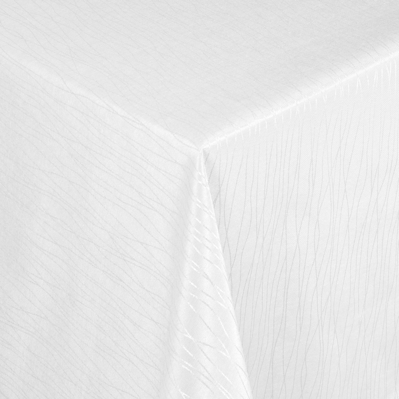Tischdecken Jacquard-Gewebe mit Fleckschutz und Saum Florenz in Weiss