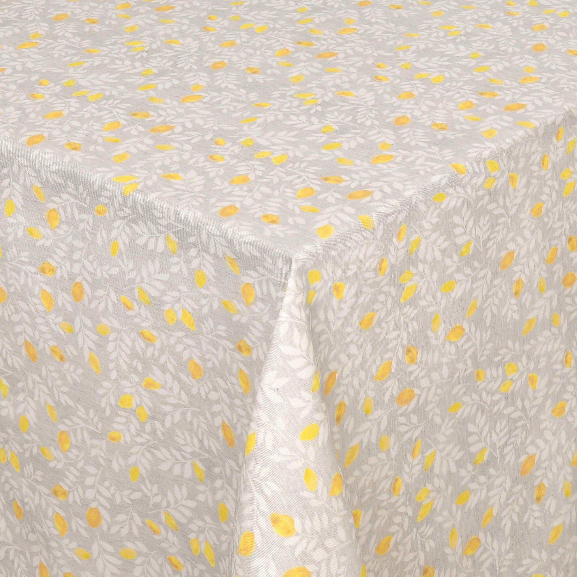 Moderno® Abwaschbare Tischdecke mit Fleckschutz – Zartes Blättermuster in Grau mit gelben Akzenten