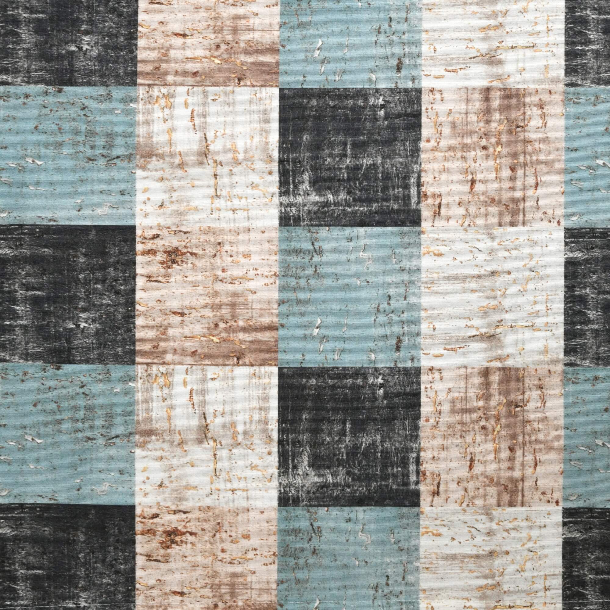 Moderno® Abwaschbare Tischdecke mit Fleckschutz - Leinenoptik, Quadratmuster in Türkis-Beige