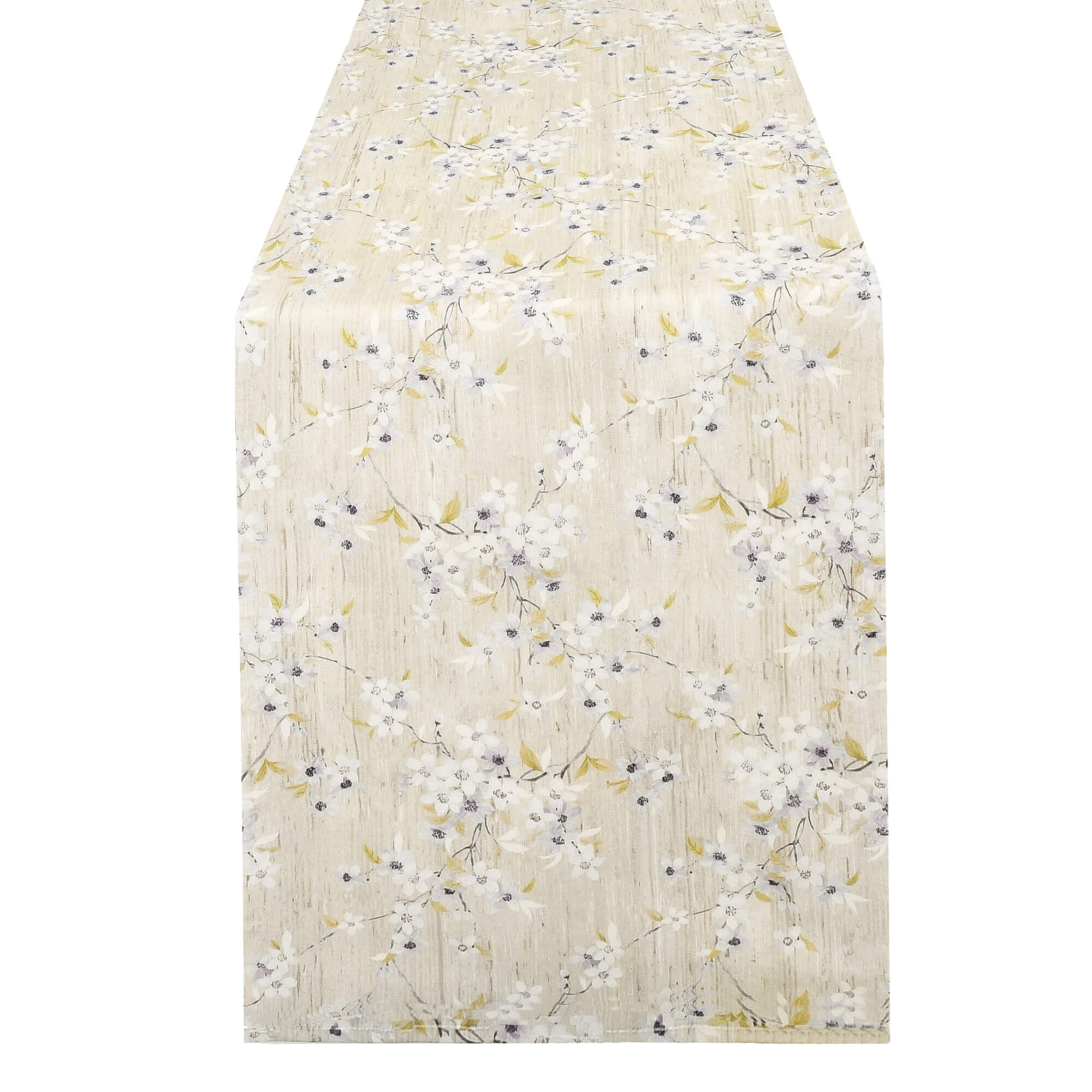 Moderno® Tischläufer abwaschbar mit Fleckschutz – Zartes Blütenmuster in Creme, Gelb & Grau Moderno® Tischläufer abwaschbar mit Fleckschutz – Zartes Blütenmuster in Creme, Gelb & Grau