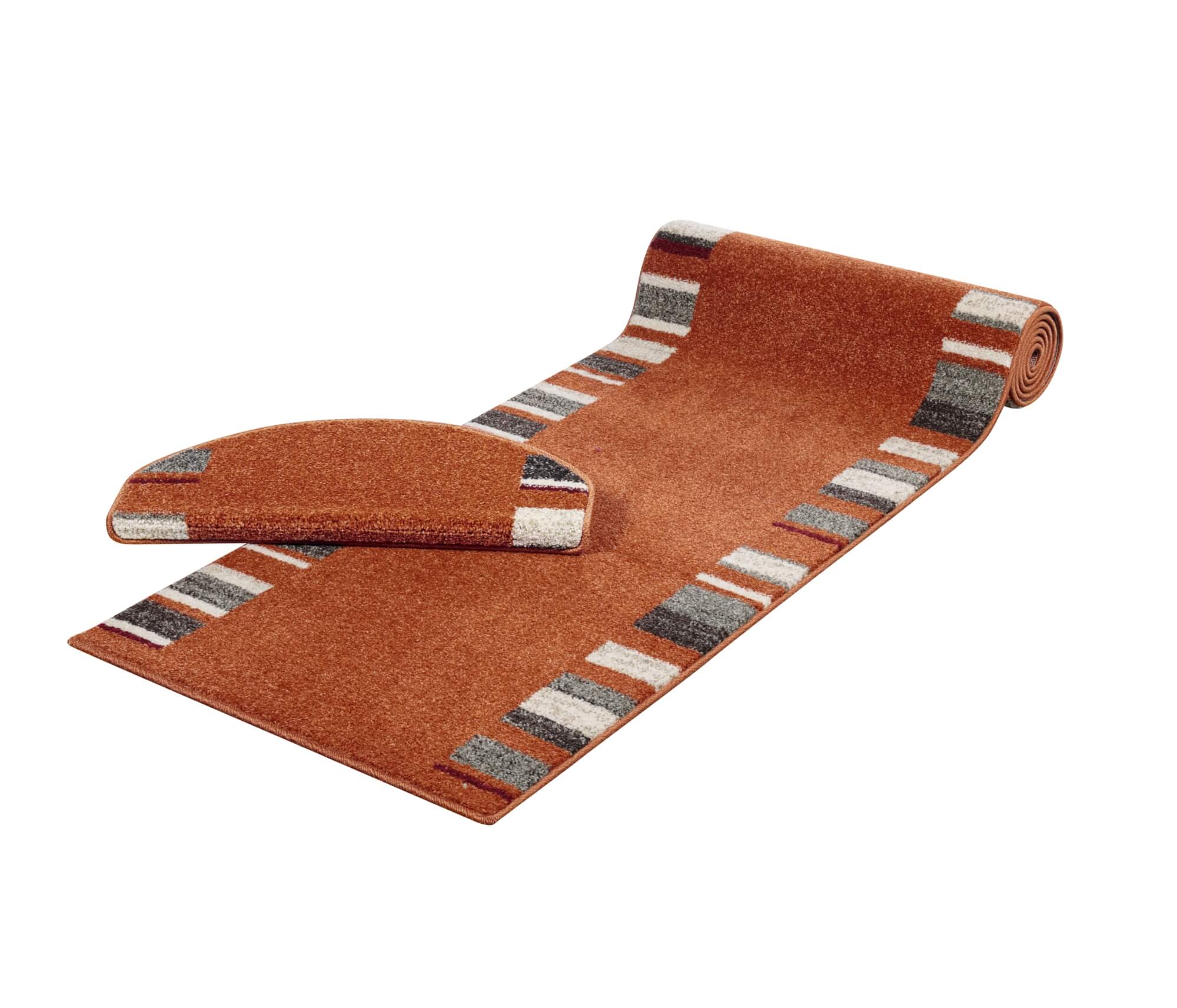 Stufenmatten Amber – 15er Set – rutschhemmend & pflegeleicht – Terrakotta mit Blockstreifen Stufenmatten Amber – 15er Set – rutschhemmend & pflegeleicht – Terrakotta mit Blockstreifen