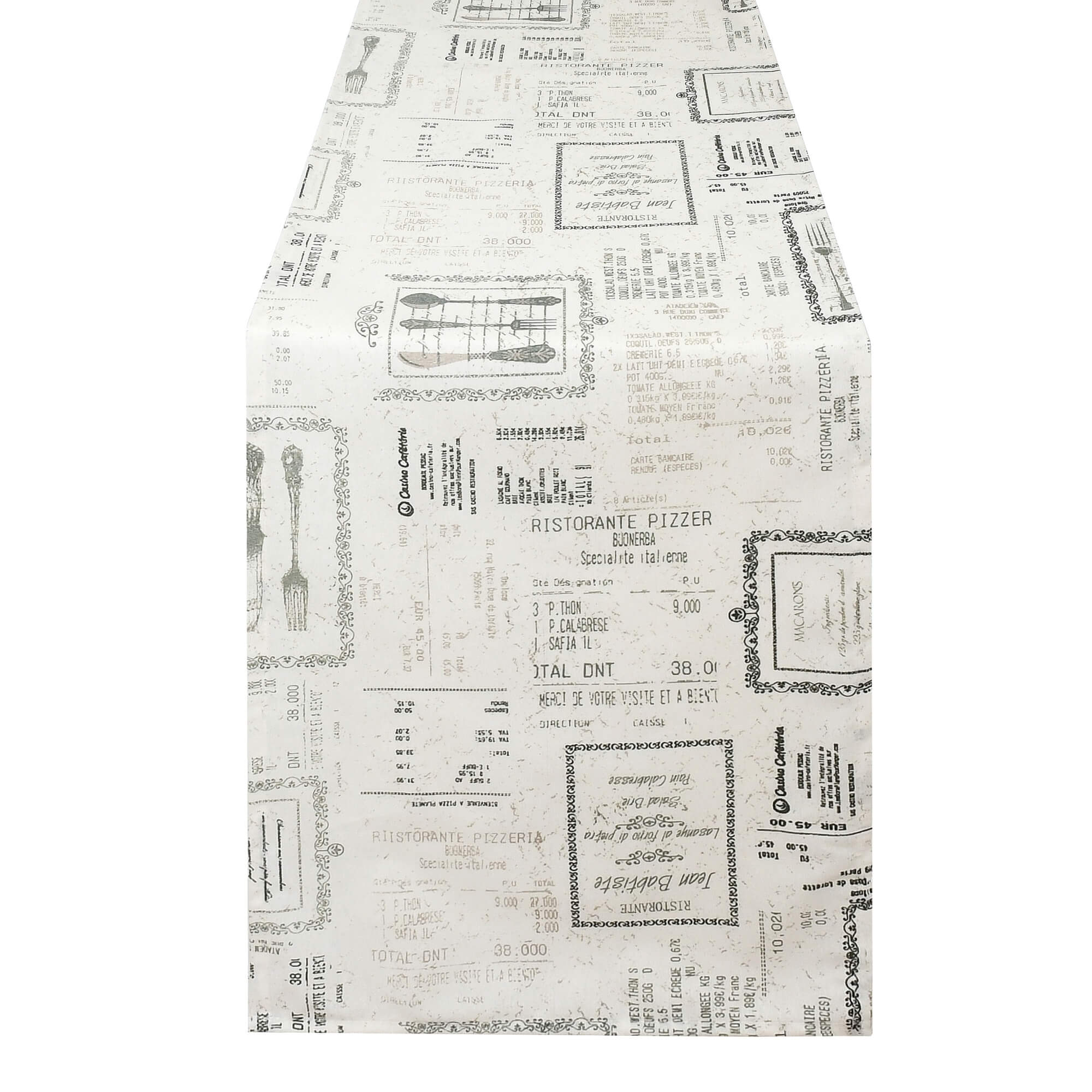 Tischläufer modern Ristorante mit Fleckschutz - Leinenoptik, Weiß mit italienischen Motiven Tischläufer modern Ristorante mit Fleckschutz - Leinenoptik, Weiß mit italienischen Motiven