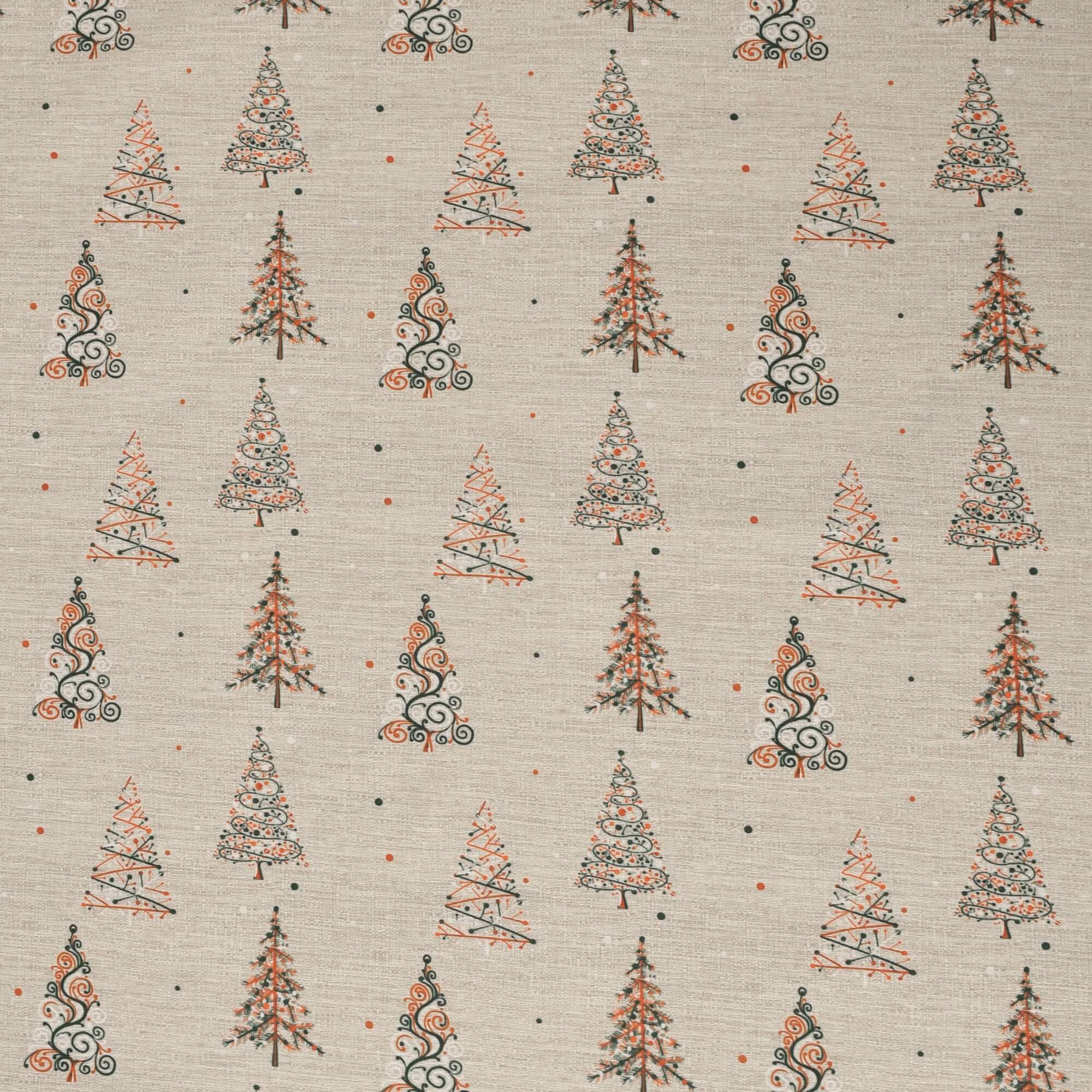 Moderno® Tischdecke Weihnachten Weihnachtstischdecke Tannenbäume Motiv Beige-Orange mit Fleckschutz
