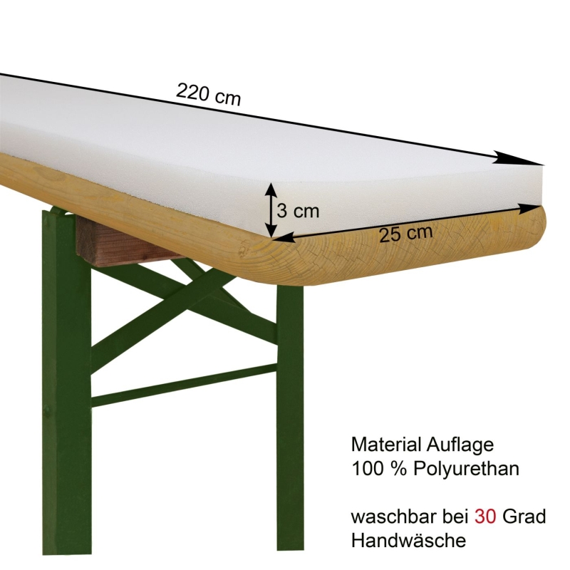 Sitzauflagen 2er Set für Bierzeltgarnitur – 3 cm Schaumstoff-Polster für Bierbänke Sitzauflagen 2er Set für Bierzeltgarnitur – 3 cm Schaumstoff-Polster für Bierbänke