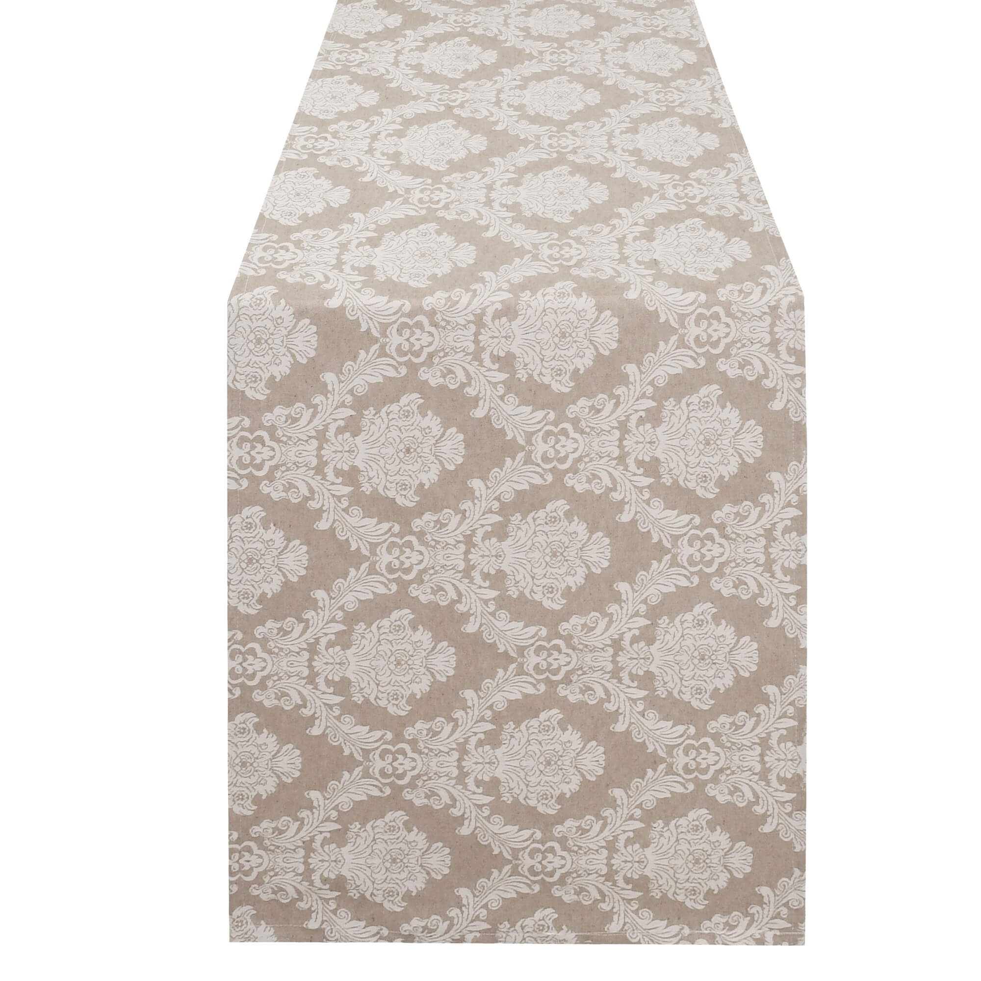 Moderno® Tischläufer Weihnachten Barock Braun-Weiß – Jacquard-Gewebe mit Fleckschutz, festlich & abwaschbar