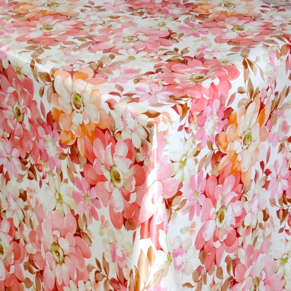 Tischdecke Abwaschbar Wachstuch mehrfarbige Blumen Lila im Wunschmaß