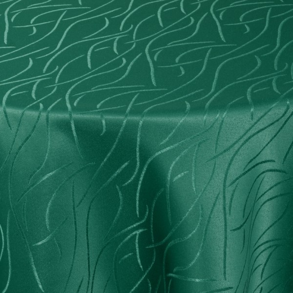 Tischdecken Damast Rund mit Saum Streifen Dunkel-Grün