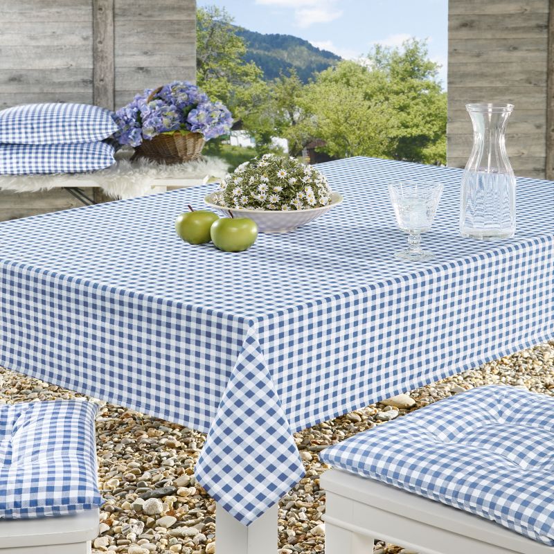 Fleckschutz 100% Baumwolle Tischdecken Landhaus kariert mit Blau-Weiss