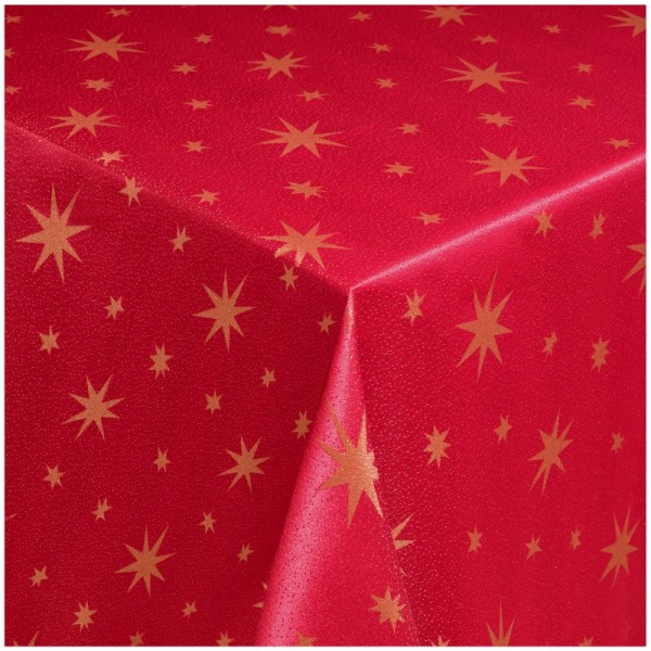 Tischdecken Lurex Sterne Weihnachtstischdecke Rot-Gold