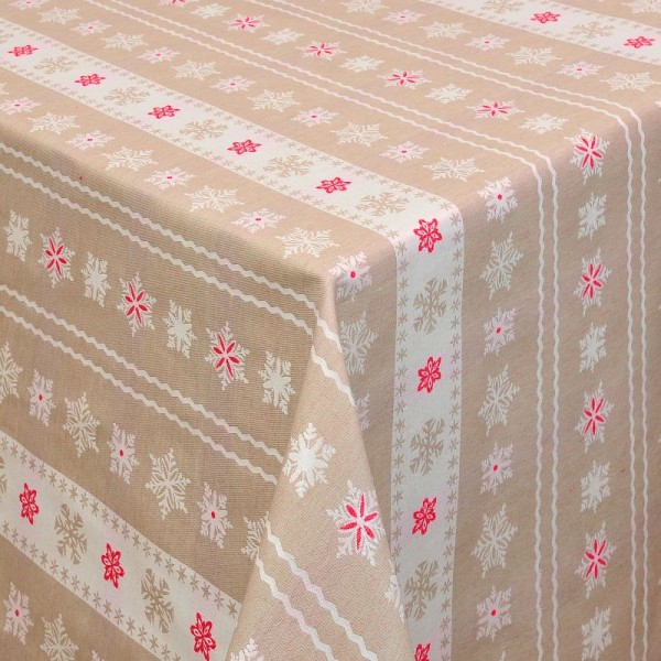 Tischdecken Weihnachten Jacquard-Gewebe mit Fleckschutz und Saum Coslada in Beig
