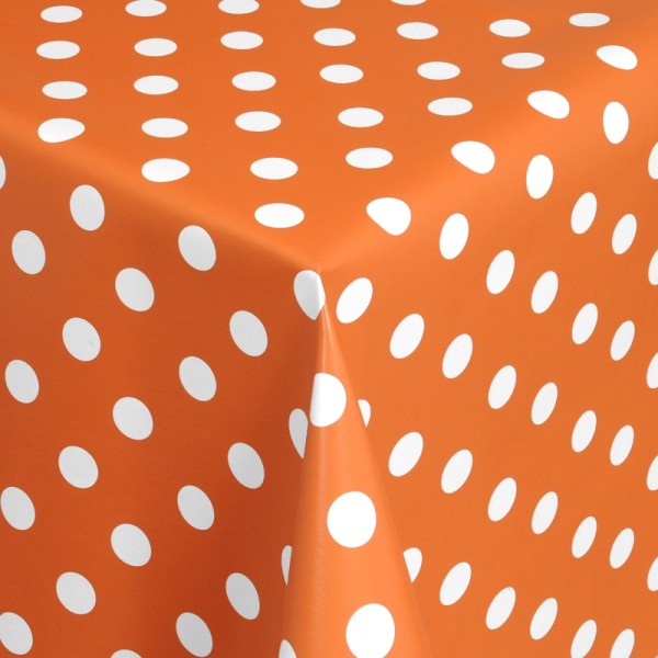 Tischdecke Abwaschbar Wachstuch Punkte Orange Weiss im Wunschmaß
