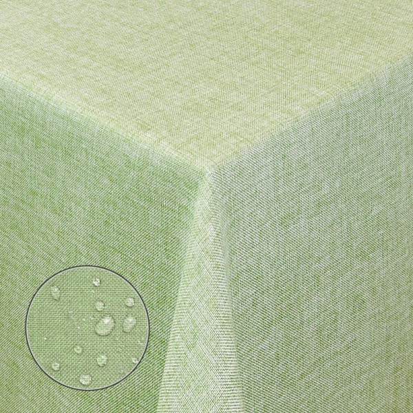 Tischdecken Damast Eckig Leinen Meliert wasserabweisend Lind-Grün