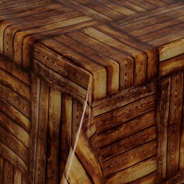 Tischdecke Abwaschbar Wachstuch Holz Motiv Braun im Wunschmaß