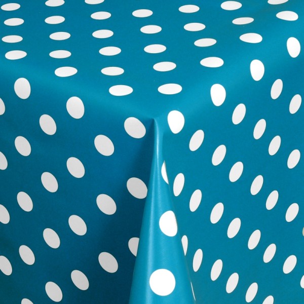 Tischdecke Abwaschbar Wachstuch Punkte Blau Weiss im Wunschmaß