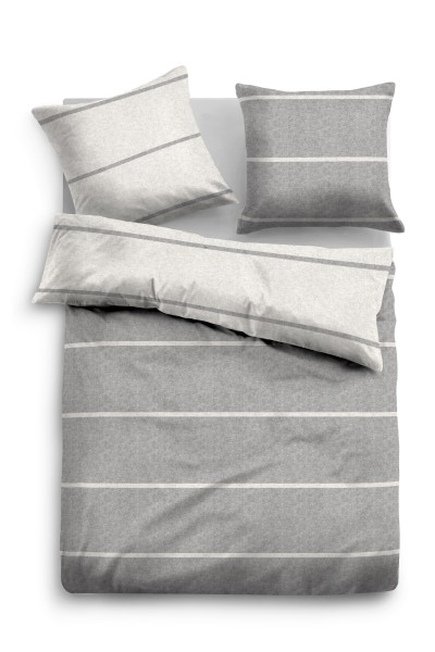 Bettwäsche Tom Tailor Melange-Flanell mit Streifen in Grau