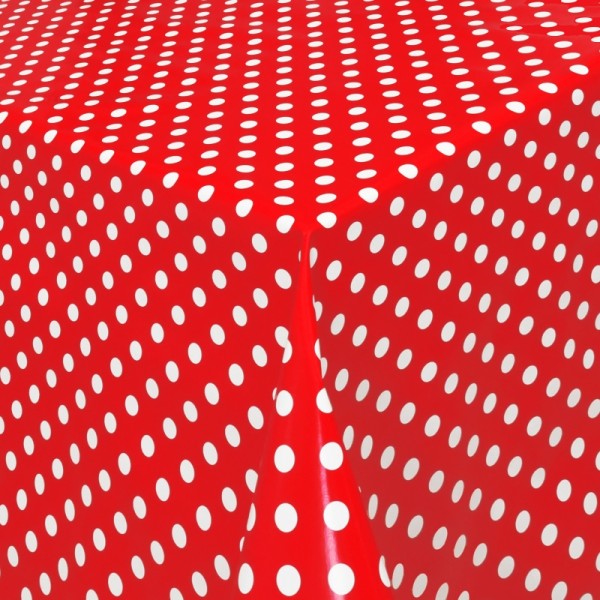 Tischdecke Abwaschbar Wachstuch Punkte Rot Weiss im Wunschmaß