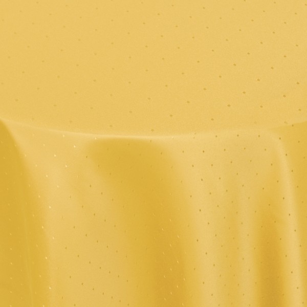 Tischdecken Damast Rund mit Saum Punkte Dunkel-Gelb