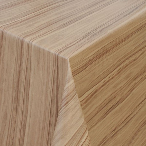 Tischdecke Abwaschbar Wachstuch Holz Struktur Beige-Braun im Wunschmaß
