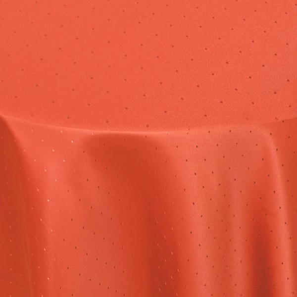 Tischdecken Damast Rund mit Saum Punkte Orange
