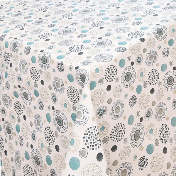 Tischdecken Arezzo Baumwolle Kreise Motiv mit Fleckschutz in Blau