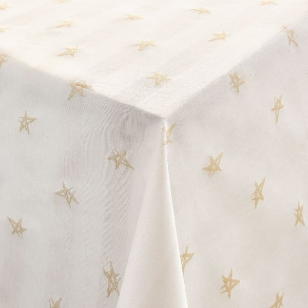Tischdecken Jacquard-Gewebe mit Glanzeffekt und Fleckschutz Lurex Sterne Creme