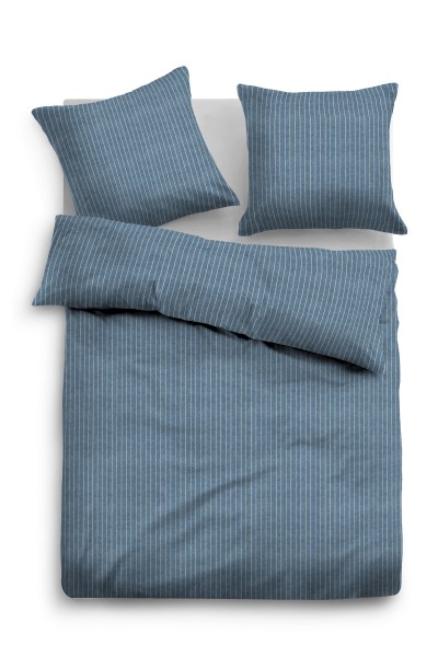 Bettwäsche Tom Tailor Melange-Flanell mit Nadelstreifen in Jeans-Blau