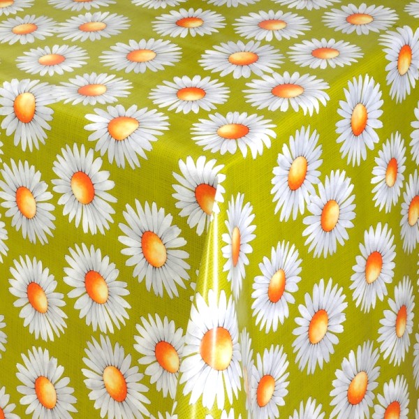 Tischdecke Abwaschbar Wachstuch Margariten Motiv Grün im Wunschmaß