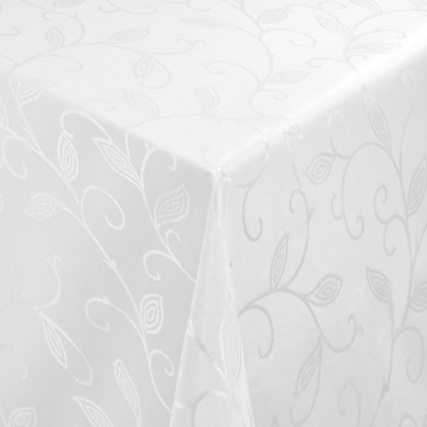Tischdecken Jacquard-Gewebe mit Fleckschutz und Saum Romantik in Weiss