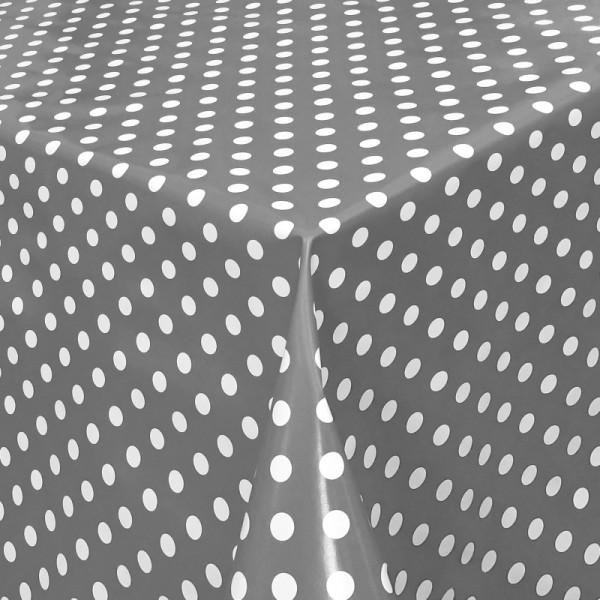Tischdecke Abwaschbar Wachstuch Punkte Grau Weiss im Wunschmaß