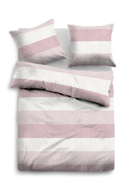Bettwäsche Tom Tailor Melange-Flanell Streifen Motiv in Rosa