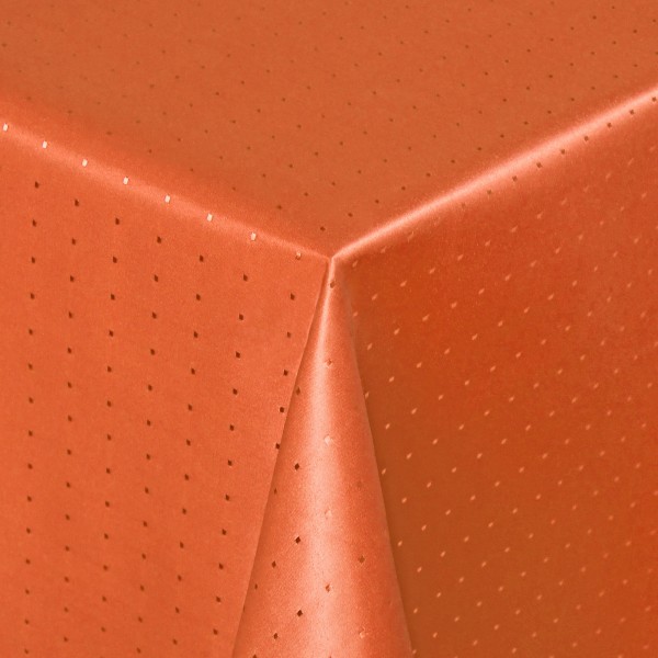 Tischdecken Damast Eckig mit Saum Punkte Orange
