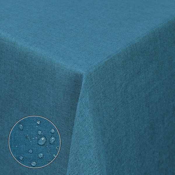 Tischdecken Damast Eckig Leinen Meliert wasserabweisend Blau