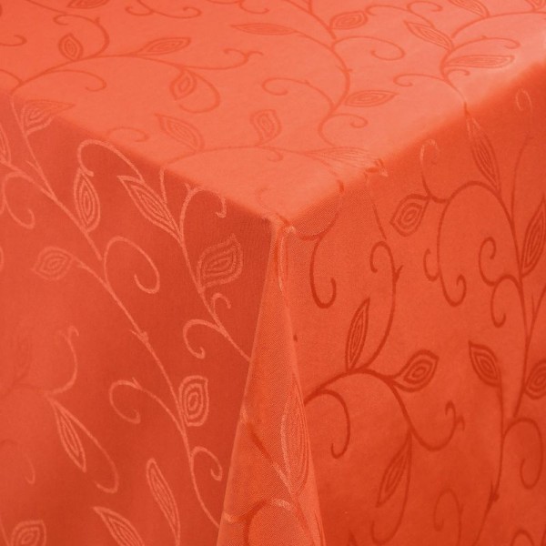 Tischdecken Jacquard-Gewebe mit Fleckschutz und Saum Romantik in Orange